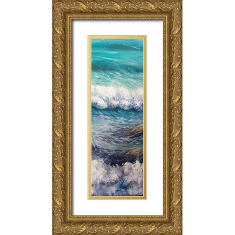 Ocean Rolls 3 Gold Ornate Wood Framed Art Print with Double Matting by Boho Hue Studio