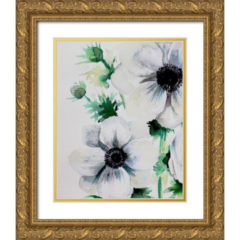 Ghost Blooms 1 Gold Ornate Wood Framed Art Print with Double Matting by Boho Hue Studio