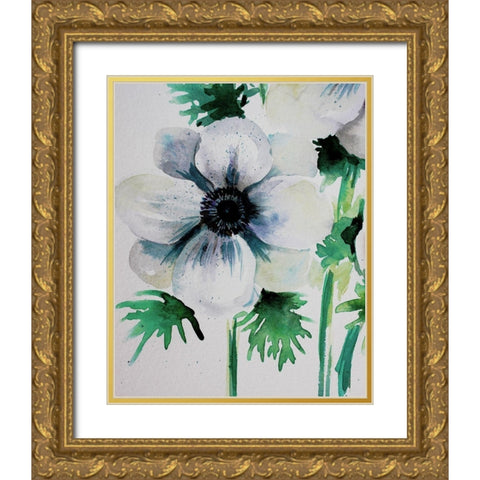 Ghost Blooms 4 Gold Ornate Wood Framed Art Print with Double Matting by Boho Hue Studio