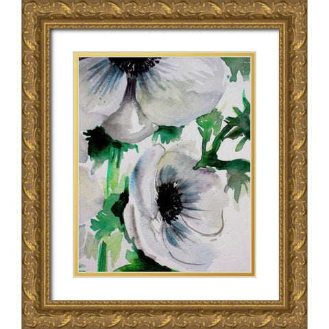 Ghost Blooms 5 Gold Ornate Wood Framed Art Print with Double Matting by Boho Hue Studio