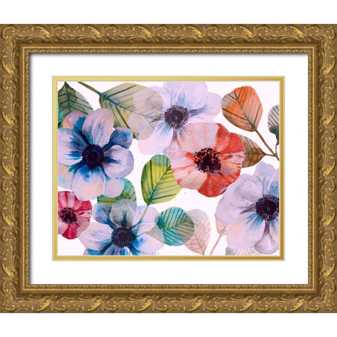 Flowerscape 1 Gold Ornate Wood Framed Art Print with Double Matting by Boho Hue Studio