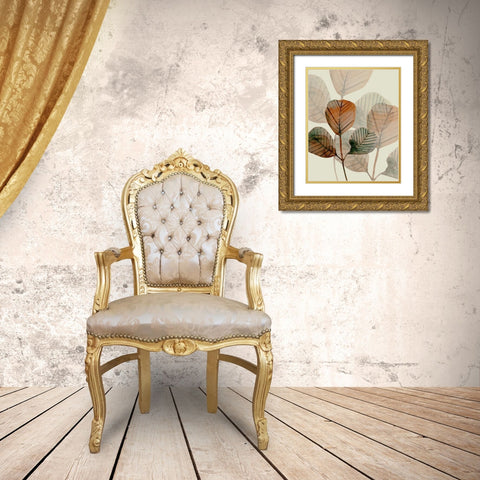 Brown Leaves 1 Gold Ornate Wood Framed Art Print with Double Matting by Boho Hue Studio
