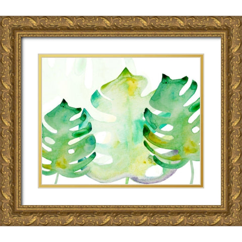 Green Monsteral 1 Gold Ornate Wood Framed Art Print with Double Matting by Boho Hue Studio