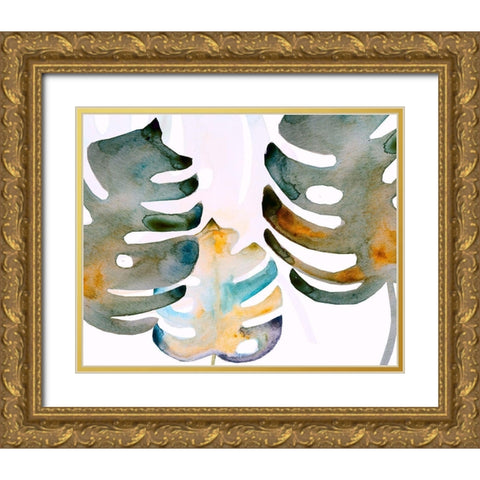 Dark Monsteral 2 Gold Ornate Wood Framed Art Print with Double Matting by Boho Hue Studio