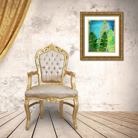 Tropical Palm 2 Gold Ornate Wood Framed Art Print with Double Matting by Boho Hue Studio