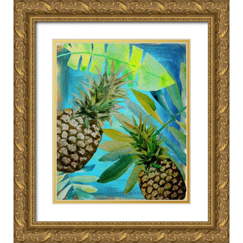 Pineapple Party 1 Gold Ornate Wood Framed Art Print with Double Matting by Boho Hue Studio