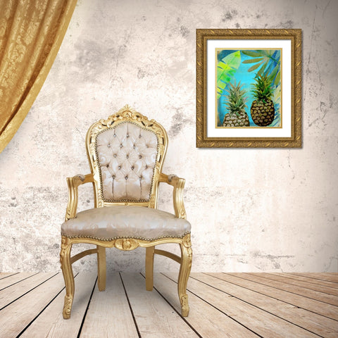 Pineapple Party 2 Gold Ornate Wood Framed Art Print with Double Matting by Boho Hue Studio