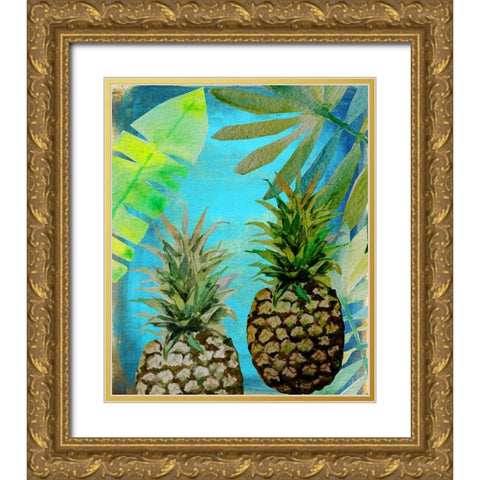 Pineapple Party 2 Gold Ornate Wood Framed Art Print with Double Matting by Boho Hue Studio