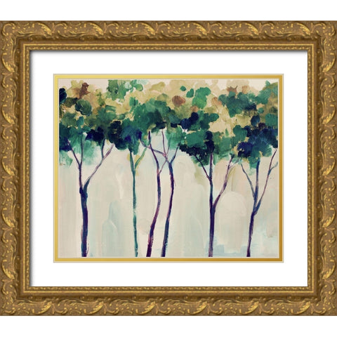 Creamy Trees Gold Ornate Wood Framed Art Print with Double Matting by Boho Hue Studio