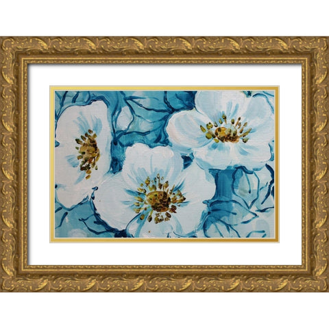 Blossom Bunch 12c Gold Ornate Wood Framed Art Print with Double Matting by Boho Hue Studio