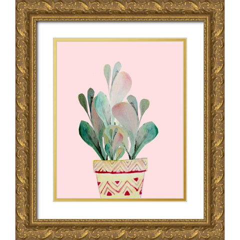 Succulant A2 Gold Ornate Wood Framed Art Print with Double Matting by Boho Hue Studio