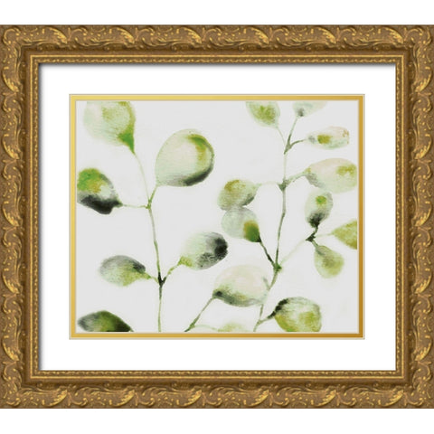 Green Branches Gold Ornate Wood Framed Art Print with Double Matting by Boho Hue Studio