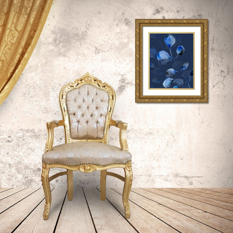 Blue On Blue Gold Ornate Wood Framed Art Print with Double Matting by Boho Hue Studio