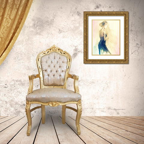 Feminine Solitude Gold Ornate Wood Framed Art Print with Double Matting by Boho Hue Studio