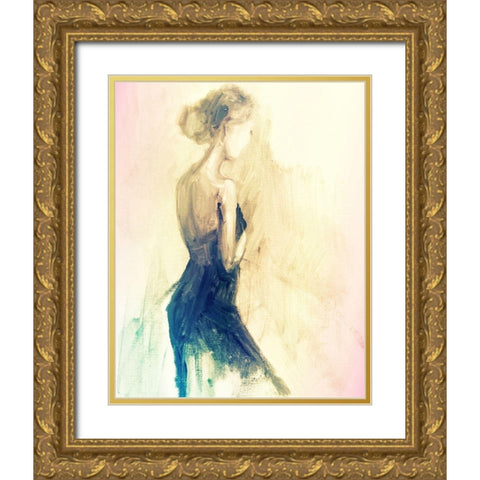 Feminine Solitude Gold Ornate Wood Framed Art Print with Double Matting by Boho Hue Studio