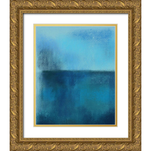 Abstract Ocean 1 Gold Ornate Wood Framed Art Print with Double Matting by Boho Hue Studio