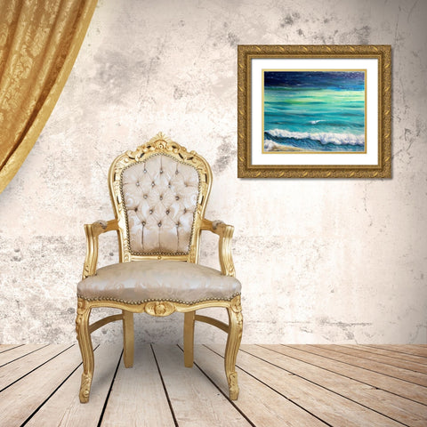 Rolling Waves Gold Ornate Wood Framed Art Print with Double Matting by Boho Hue Studio