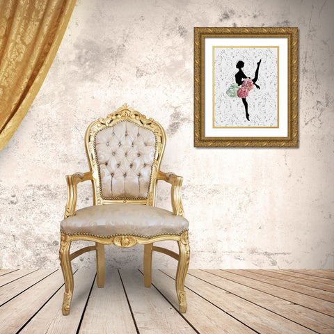 Ballerina Two Gold Ornate Wood Framed Art Print with Double Matting by Boho Hue Studio