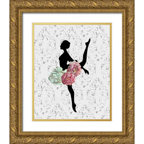 Ballerina Two Gold Ornate Wood Framed Art Print with Double Matting by Boho Hue Studio