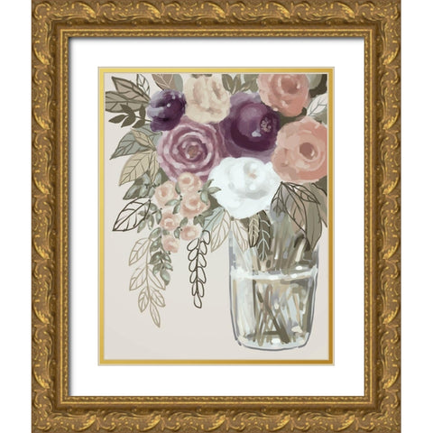 Floral Soft 6 Gold Ornate Wood Framed Art Print with Double Matting by Boho Hue Studio