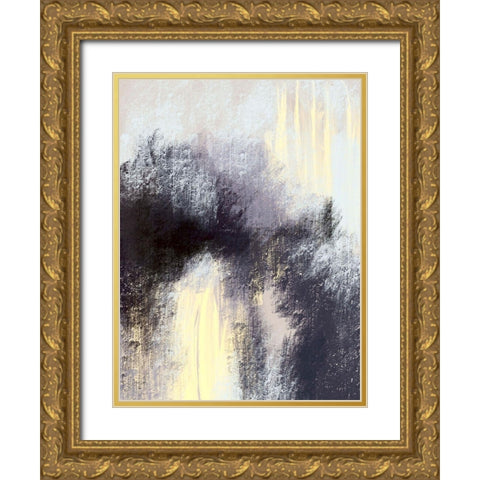 Stormy Abstract 1 Gold Ornate Wood Framed Art Print with Double Matting by Boho Hue Studio