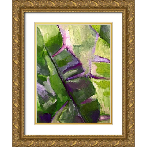 Olive Bananna Leaves 1 Gold Ornate Wood Framed Art Print with Double Matting by Boho Hue Studio