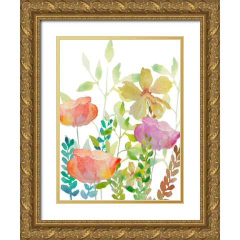 Field Flowers Gold Ornate Wood Framed Art Print with Double Matting by Boho Hue Studio
