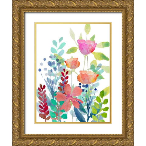 Florals Gold Ornate Wood Framed Art Print with Double Matting by Boho Hue Studio