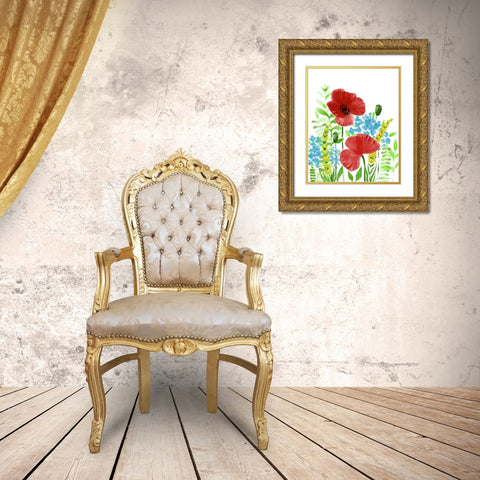 Wild Flowers Gold Ornate Wood Framed Art Print with Double Matting by Boho Hue Studio