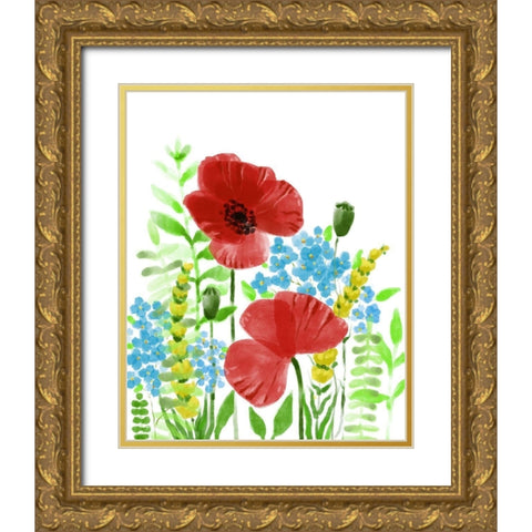 Wild Flowers Gold Ornate Wood Framed Art Print with Double Matting by Boho Hue Studio