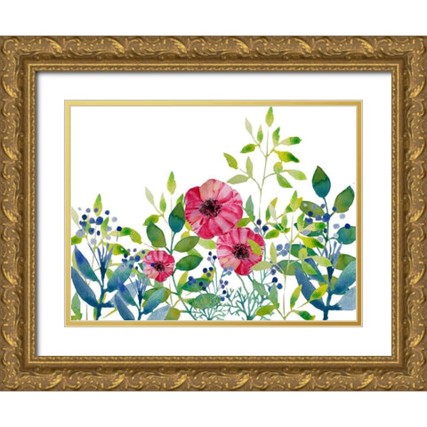 Floral field III Gold Ornate Wood Framed Art Print with Double Matting by Boho Hue Studio