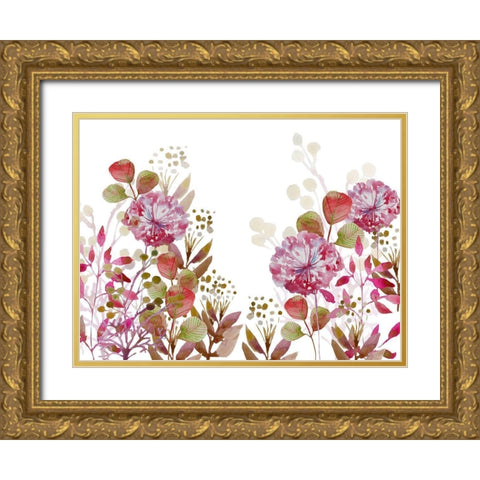 Floral field 1 Gold Ornate Wood Framed Art Print with Double Matting by Boho Hue Studio