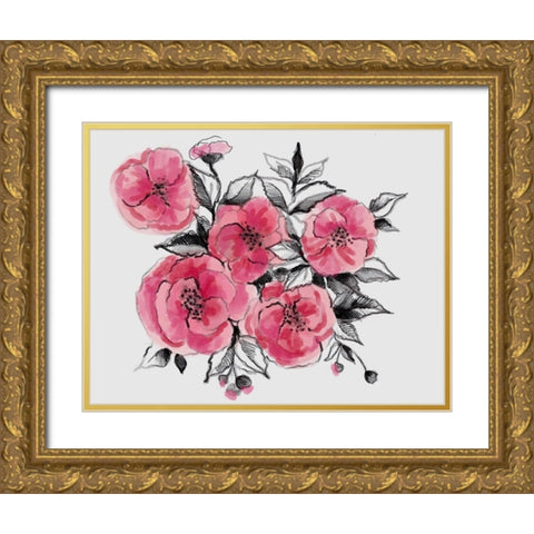 Floral field Two Gold Ornate Wood Framed Art Print with Double Matting by Boho Hue Studio