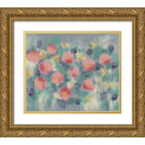 Floral field II Gold Ornate Wood Framed Art Print with Double Matting by Boho Hue Studio