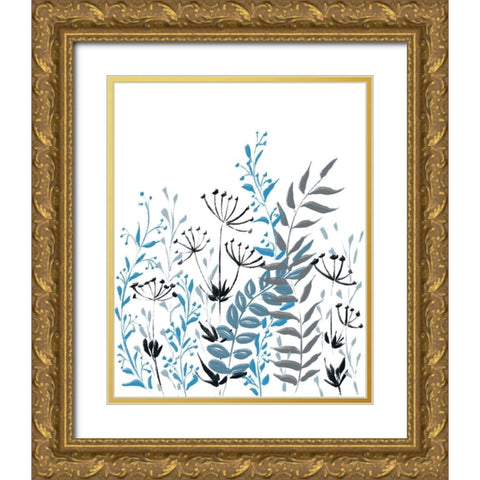Blue field 2 Gold Ornate Wood Framed Art Print with Double Matting by Boho Hue Studio
