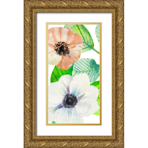 Flower Panel 2 Gold Ornate Wood Framed Art Print with Double Matting by Boho Hue Studio