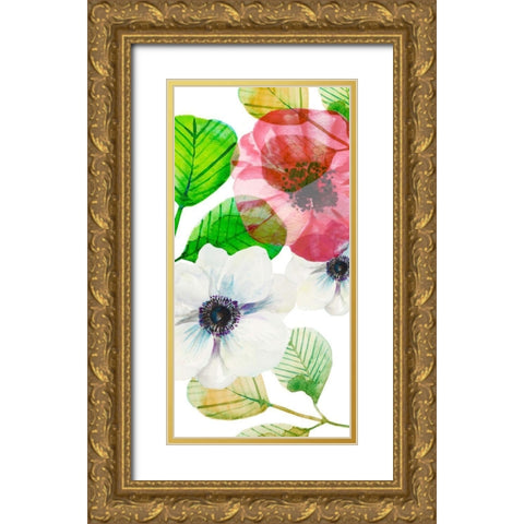 Flower Panel 3 Gold Ornate Wood Framed Art Print with Double Matting by Boho Hue Studio