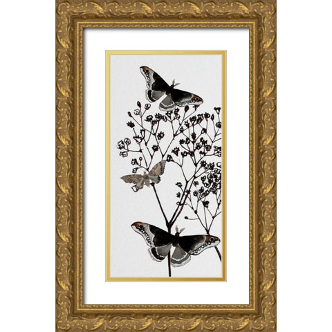Dark Butterflys 1 Gold Ornate Wood Framed Art Print with Double Matting by Boho Hue Studio