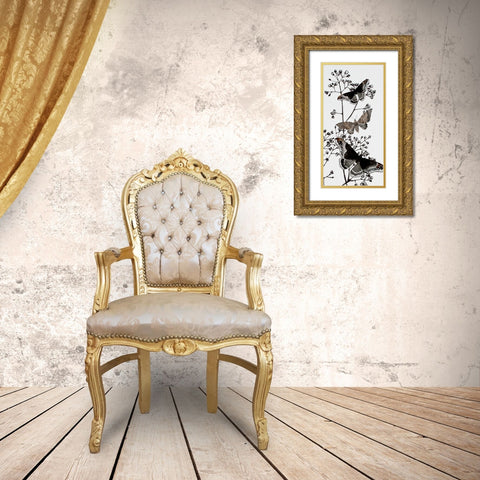 Dark Butterflys 2 Gold Ornate Wood Framed Art Print with Double Matting by Boho Hue Studio