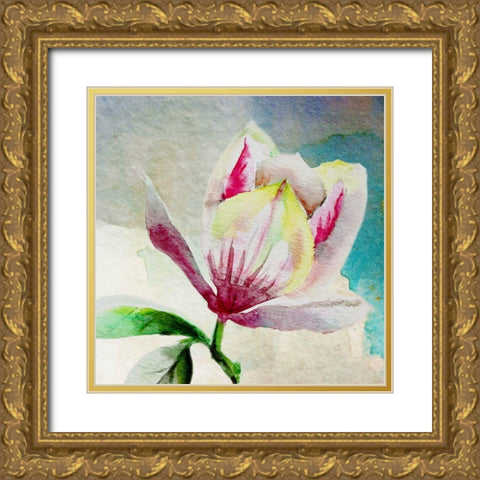 Rising Magnolia Gold Ornate Wood Framed Art Print with Double Matting by Boho Hue Studio