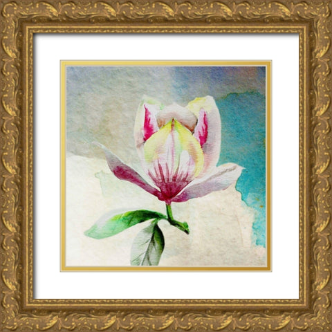 Solitary Magnolia Gold Ornate Wood Framed Art Print with Double Matting by Boho Hue Studio