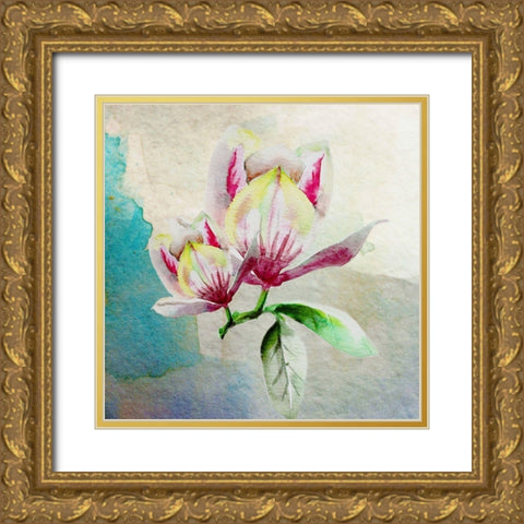 Magnolia Pair 2 Gold Ornate Wood Framed Art Print with Double Matting by Boho Hue Studio