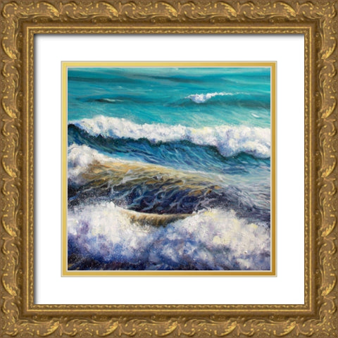 Ocean Waves Gold Ornate Wood Framed Art Print with Double Matting by Boho Hue Studio