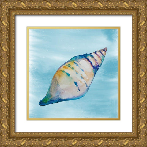 Shell 1 Gold Ornate Wood Framed Art Print with Double Matting by Boho Hue Studio