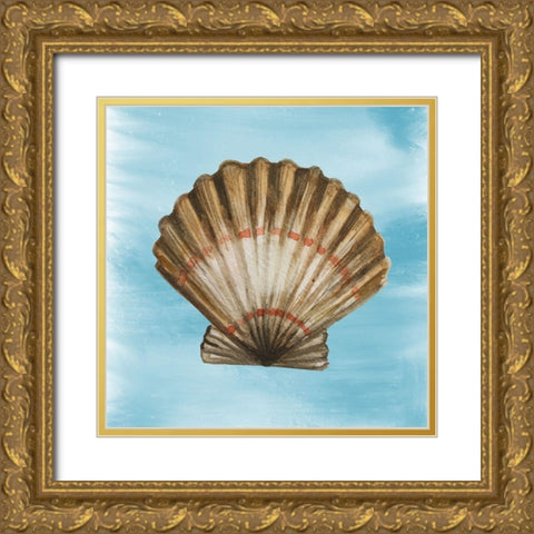 Shell 2 Gold Ornate Wood Framed Art Print with Double Matting by Boho Hue Studio