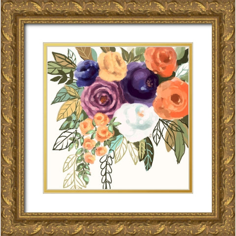 Floral #9 Gold Ornate Wood Framed Art Print with Double Matting by Boho Hue Studio
