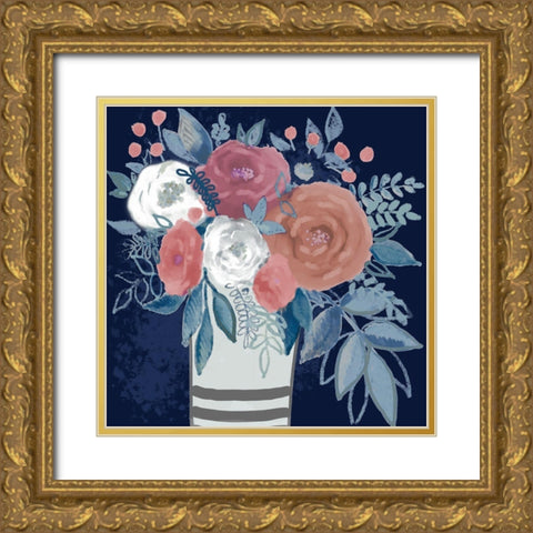 Peaceful Bouquet 1 Gold Ornate Wood Framed Art Print with Double Matting by Boho Hue Studio