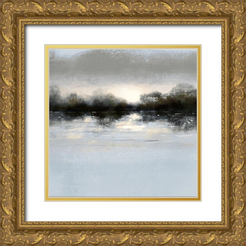 Blue Castscape Gold Ornate Wood Framed Art Print with Double Matting by Boho Hue Studio