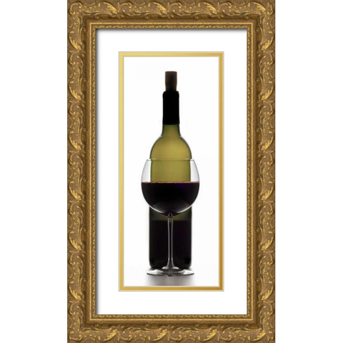 Red Wine on White Gold Ornate Wood Framed Art Print with Double Matting by Seidman, Barry