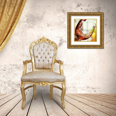 Red Wine Pour Gold Ornate Wood Framed Art Print with Double Matting by Seidman, Barry